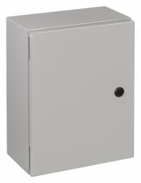 WIEGMANN Enclosure: Steel, 24 in x 16 in x 8 in, NEMA 12/13/3R/4, Solid Cover, Hinged (MPN N412241608C). Key specifications — Closure Method: 1/4-Turn Latch; Brand: WIEGMANN; Knockouts: Not Included.