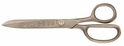 AMPCO Industrial Shears: Right-Hand, 8 in Overall Lg, Straight, Aluminum Bronze - Non-Sparking Scissors
