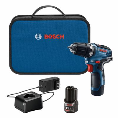 BOSCH Drill Kit: Subcompact, 3/8 in Chuck, 1,750 RPM Max., Brushless, Battery Included - Bosch Cordless Pistol-Grip Drills
