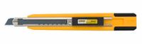 OLFA Snap-Off Utility Knife: 5 1/2 in Overall Lg, Plain, 13 Segments, 5 Blades Stored, Yellow (MPN PA-2). Key specifications — attr307932: Plain; attr307935: Yellow; attr307939: Plastic; attr307957: Straight; attr324893: OLFA.