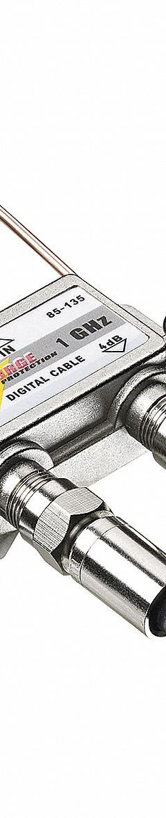 POWER FIRST Cable Splitter: (1) F-Type Female x (2) F-Type Female Splitter, Max. 1,000 MHz, Silver (MPN 4LWZ4). Key specifications — Product Type: Audio/Video Splitter; Manufacturer Part Number: 4LWZ4; Color: Silver; Brand: POWER FIRST; End 1 Connection Type: F-Type Female; End 2 Connection Type: F-Type Female.