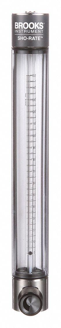 BROOKS Mechanical Flowmeter: Flow Meter, Scale, Variable Area, Panel Mount, Vertical, Liters, FNPT (MPN 1255AR1041MRSVV). Key specifications — Display Type: Scale; O-Ring Material: Viton; Includes Flow Rate Adjustment Knob: Yes; Includes Pressure Guage: No; Mounting Orientation: Vertical; Unit Of Measure: Liters; Brand: BROOKS; Accuracy: +/-3%.
