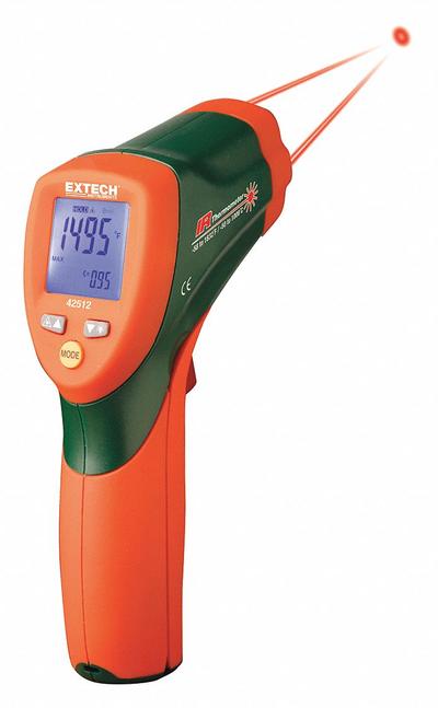 EXTECH Infrared Thermometer: 42512-NIST, Included, Max Temp, Adj @ 0.10 to 1.00 - Harsh Environment Infrared Thermometers