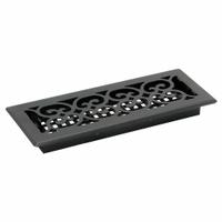 Floor Register: Floor, 13 1/2 in H, 5 1/2 in W, Decorative, Textured, Black, Steel Grille, One-Way (MPN ST412). Key specifications — Adjustable Blades: No; Brand: DECOR GRATES; Airflow Directions: One-Way; Grille Color: Black.