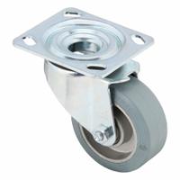 APPROVED VENDOR Plate Caster: Swivel, No Brake, Rubber, 4 in Wheel Dia, 1 5/8 in Wheel Wd, Slot (MPN LK-ALEV 100K-14-SG). Key specifications — Wheel Bearing Type: Ball; Wheel/Tread Color: Gray; Brand: APPROVED VENDOR; Caster Type: Swivel.