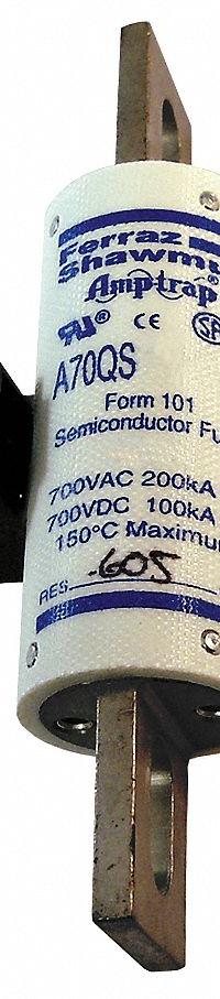 Semiconductor Fuse: A70QS Series, Fast-Acting, 200 A, 700 V AC, 700 V DC DC Volt Rating, Indicating (MPN A70QS200-4KIL). Key specifications — Series: A70QS; Brand: MERSEN; Voltage Type: AC/DC.