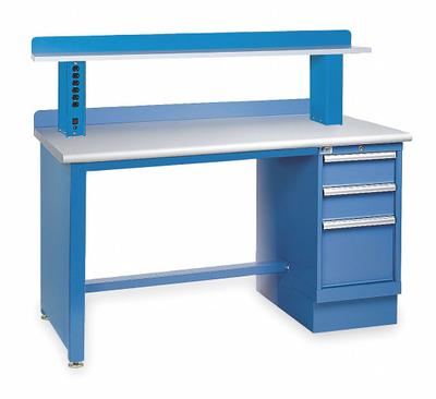 LISTA Workbench: Fixed Ht, Laminate, 60 in x 30 in, 1,000 lb Overall Load Capacity - Single Pedestal Workbenches with Risers