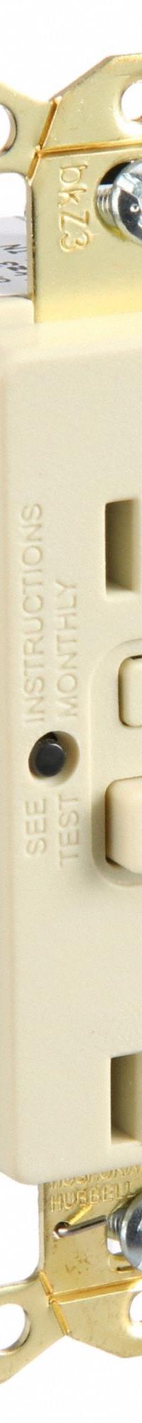 HUBBELL GFCI Receptacle: Hospital Grade, Duplex, 5-15R, Ivory, GFCI, 125V AC, 15 A, 2 Pole / 3 Wire (MPN GFR82I)