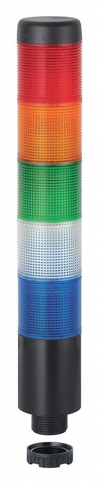 WERMA Tower Light Assembly: 4 Tier, Blue/Green/Red/White/Yellow, Sounder Tier Included, Steady (MPN 69926075). Key specifications — Manufacturer Part Number: 69926075; Brand: WERMA; Operating Voltage: 24V AC/DC; Light Tier Color: White.