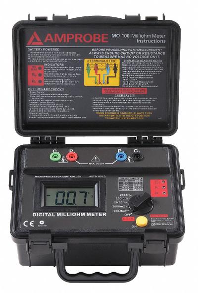 AMPROBE Milli Ohmmeter: 0 microohm to 2 kiloohm, Digital, Low Resist - Milli- & Micro-Ohm Meters