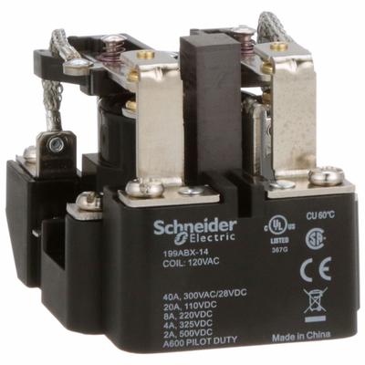 SCHNEIDER Open Power Relay: Surface Mounted, 40 A Current Rating, 120V AC, DPDT - Surface-Mounted Relays