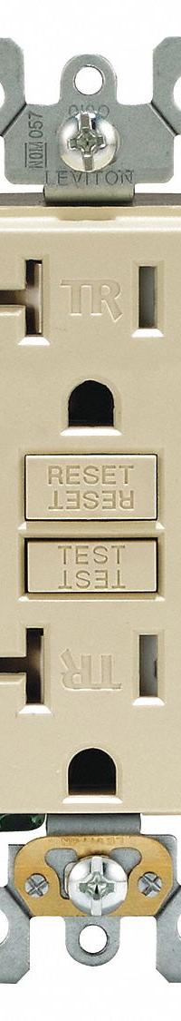 LEVITON GFI Receptacle: Decorator Duplex, 5-20, Ivory, GFCI, 125V AC, 20 A, 2 Pole / 3 Wire (MPN GFTR2-I)