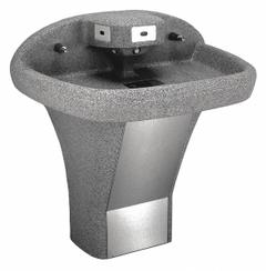 ACORN Wash Fountain: Smoky Granite, Corterra®, D-Shape, 40 in Overall Wd, P-Trap Drain, 3 Stations (MPN 3633-0014). Key specifications — Bowl Shape: D-Shape; Drain Type: P-Trap; Color: Smoky Granite; Brand: ACORN; Series: Wash-Ware; Sink Material: Corterra®; ADA Compliant: ADA Compliant.