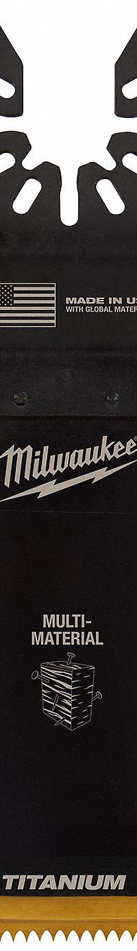 MILWAUKEE Oscillating Tool Blade: 1 1/4 in Blade Wd, 4 3/4 in Overall Lg, Flush Cutting, Bi-Metal (MPN 49-25-1203). Key specifications — attr1097473: Copper Pipe; attr1097476: MILWAUKEE; attr1097456: Flush Cutting.