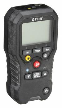 FLIR Moisture Meter: Digital, LCD, Pin/Pinless, Temp/RH Sensor/Wired Pin Probe, Wood, Extended Probe (MPN MR77). Key specifications — attr999354: Digital; attr1009284: Flat Pinless; attr1009272: Bar Graph Display; attr999347: Wood; attr999350: LCD; attr999383: ±5%; attr999345: FLIR.