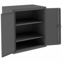 DURHAM MFG Storage Cabinet: 36 in x 20 in x 42 in, Swing Handle & Padlock Hasp, 12 ga Panel Thick (MPN HDC-203642-2S95). Key specifications — attr62698: Gray; attr62736: Welded; attr87895: Frame; attr62693: Assembled; attr62737: Stationary; attr62694: Adjustable; attr62695: Powder Coated; attr62696: Steel.