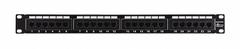 MONOPRICE Patch Panel: Flat, 2 Rack Units, 24 Ports, 5e, 110 IDC, Steel, 1 3/8 in Overall Ht, 7255. Key specifications — Brand: MONOPRICE; Compatible Cable Performance Category: 5e; Material: Steel; _Port Labeling: Front & Rear Numbered; _Rear Termination: 110 IDC; _Shielded: Unshielded.