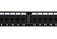 MONOPRICE Patch Panel: Flat, 2 Rack Units, 24 Ports, 5e, 110 IDC, Steel, 1 3/8 in Overall Ht, 7255. Key specifications — Brand: MONOPRICE; Compatible Cable Performance Category: 5e; Material: Steel; _Port Labeling: Front & Rear Numbered; _Rear Termination: 110 IDC; _Shielded: Unshielded.