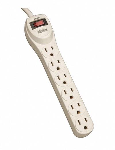 TRIPP LITE Outlet Strip: 6 Outlets, 4 ft Cord Lg, 15 A Current, Not UL Rated for Healthcare - General Purpose Power Strips