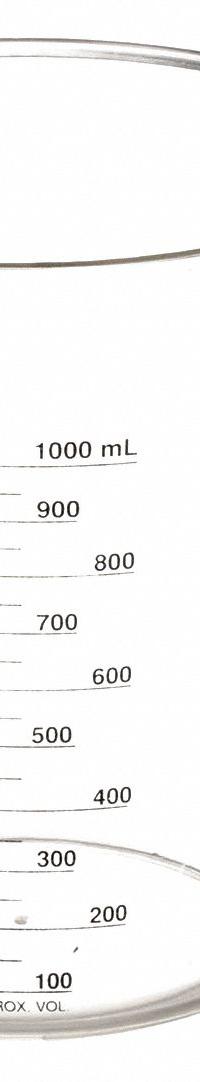 APPROVED VENDOR Beaker: Low Form with Handle, Polymethylpentene, Clear, 1,000 mL, 142 mm Outside Dia (MPN 6FAF7). Key specifications — Clarity: Clear; Body Color: Colorless; Brand: APPROVED VENDOR; Product Type: Beaker; Includes Graduations: Yes.