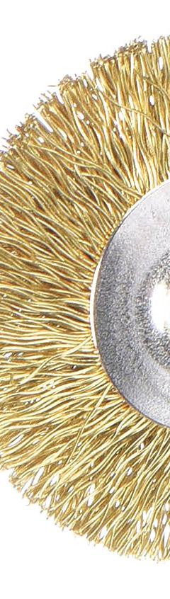 DREMEL Rotary Tool Brush: 3/4 in Brush Dia, Wheel Brush, Crimped, Mounted, Brass, 2 PK (MPN 535-02). Key specifications — attr1097267: DREMEL; attr1097272: Mounted; attr1097273: Wheel Brush; attr1097274: Crimped.