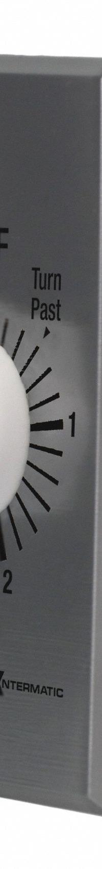 INTERMATIC Spring-Wound Timer: 5 min Max, SPST, 277V AC, Wall Plate Included, Silver (MPN FF5M). Key specifications — Brand: INTERMATIC; Includes Hold: No Hold Included.