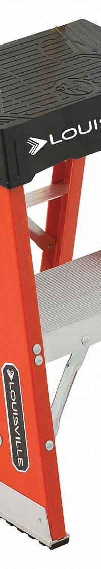 LOUISVILLE LADDER Step Stool: 2 Steps, 2.3 ft Overall Ht, 375 lb Load Cap, Fiberglass (MPN FY8002). Key specifications — Brand: LOUISVILLE LADDER; Color: Orange.
