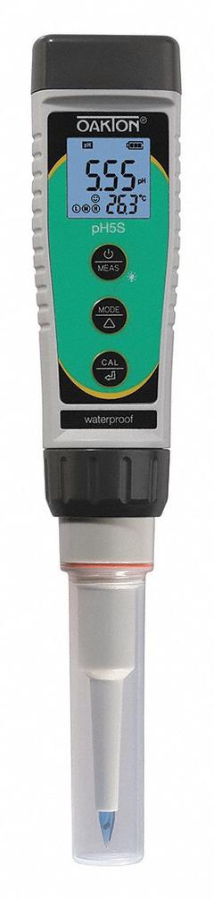 OAKTON pH Meter: pH/Temp, Meter, (4) AAA Batteries/Lanyard/Storage Case, Reagents Sold Separately (MPN 3563452). Key specifications — pH Accuracy: ±0.01 pH ±1 Digit; Temp Compensation: Automatic; Measurement Components Included: Meter; Reagents and Solutions Included: Reagents Sold Separately; Test Parameters: Temperature; Other Accessories Included: (4) AAA Batteries; Manufacturer Part Number: 3563452.