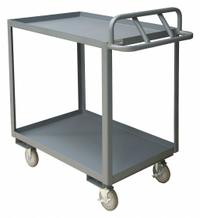 APPROVED VENDOR Utility Cart: 1,200 lb, 36 in L x 24 in W Shelf, 2 Shelves, Gray, Ergonomic (MPN RSCE-2436-2-95). Key specifications — Caster/Wheel Configuration: (2) Swivel; Brand: APPROVED VENDOR; Caster Wheel/Tread Material: Polyurethane.