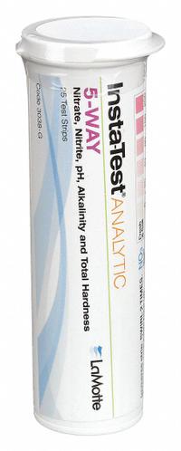 INSTA-TEST Test Strips: Alkalinity/Nitrate/Nitrite/pH/Total Hardness, 25 Tests, Strip (MPN 3038-G). Key specifications — attr1383002: 0 to 200 ppm Nitrate; attr1371711: INSTA-TEST; attr1371709: Total Hardness.