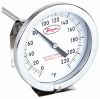 DWYER Clip On Dial Thermometer: 50°F to 330°F, +/- 2% Accuracy, 5 in Stem Lg, Fahrenheit (MPN CBT175061). Key specifications — Accuracy: +/- 2%; Brand: DWYER; Temperature Units: Fahrenheit.