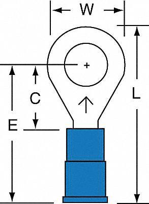 3M Ring Terminal: Blue, Vinyl Insulation, 1/4 in Stud Size, 16 AWG to 14 AWG Wire Sizes - Insulated Ring Terminals