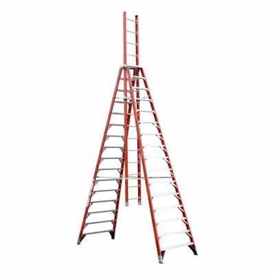 WERNER Extension Ladder: 16 ft Overall Ht, Fiberglass, 300 lb Load Capacity - Max - Non-Conductive Fiberglass Trestle Extension Ladders