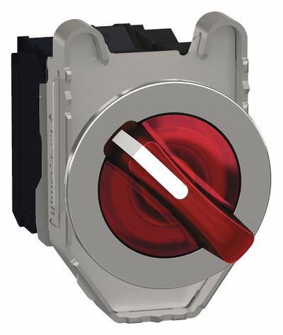 SCHNEIDER Selector Switch: 30 mm Panel Mounting Size, 2 Positions, Short Lever, 1NO/1NC - Illuminated Selector Switches