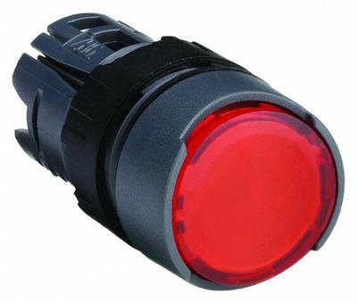 SCHNEIDER Flush Push Button: Red, 16 mm Mounting Size, Non-Metallic - Illuminated Flush-Mount Push-Button Operators