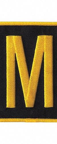 HEROS PRIDE Embroidered Patch: E. M. T., 11 in x 4 in, Black/Gold, Plastic, Sew-On, Back (MPN 10067). Key specifications — attr1074238: Sew-On; attr188498: 11 in x 4 in; attr188499: Black; attr188500: Plastic; attr188503: E. M. T.; attr193746: HEROS PRIDE.