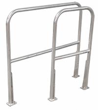 COTTERMAN Safety Railing w/ Toe Board,2ft.: Toe Board Included, 4 in x 3 in, Bolt-On Rail Mounting (MPN AR2T C50 P6). Key specifications — Product Type: Handrail Section; Brand: COTTERMAN; Color: Natural; Handrail Shape: Round; Material: Aluminum; Number of Rail Levels: 2; Rail Mounting Style: Bolt-On.