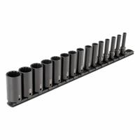 TEKTON Impact Socket Set: 3/8 in Drive Size, Small Set (0-50 pieces) Set Size, 15 Pieces, SAE (MPN SID91113). Key specifications — attr1204251: TEKTON; attr1215453: 3/8 in; attr1215454: 1/4 in to 1 in; attr1224229: Friction.