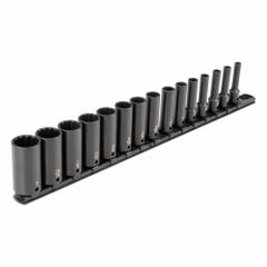 TEKTON Impact Socket Set: 3/8 in Drive Size, Small Set (0-50 pieces) Set Size, 15 Pieces, SAE (MPN SID91113). Key specifications — attr1204251: TEKTON; attr1215453: 3/8 in; attr1215454: 1/4 in to 1 in; attr1224229: Friction.