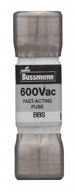 BUSSMANN Fuse: BBS Series, Midget, Fast-Acting, 5 A, 600 V AC, 13/32 in x 1 3/8 in - Fast-Acting Cylindrical Fuses