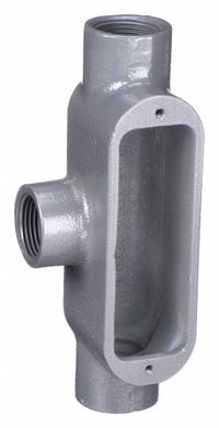 Conduit Outlet Body: Iron, 3/4 in Trade Size, T Body, 7 cu in Body Capacity, Threaded Hub (MPN OT-2M). Key specifications — Finish: Powder Coated; Includes: Stainless Steel Screws; For Use With: IMC; Brand: HUBBELL KILLARK; Hub Style: Threaded; Mfr. Series: O.