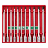 MILWAUKEE 11pc 1/4" and 3/8" Drive Torx Long Bit Socket Set: 1 - 25 Pieces, 13 Pieces, Fixed Insert (MPN 48-22-9534). Key specifications — attr1216280: Fixed Insert; attr1216283: MILWAUKEE; attr1225718: T8 to T50.
