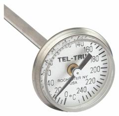 TEL-TRU Dial Pocket Thermometer: 0°C to 250°C, +/- 1% Accuracy, 5 in Stem Lg, Celsius (MPN 3JPF4). Key specifications — attr1280785: Celsius; attr1275298: +/- 1%; attr1275296: TEL-TRU.