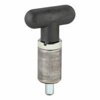 Weld Mount Retractable Spring Plunger: Locking, Rounded T-Knob, 0.375 in Plunger Wd (MPN GI3/8-1.5LOBTR6). Key specifications — Brand: INNOVATIVE COMPONENTS; Barrel Diameter: 1 in; Barrel Length: 1.5 in.