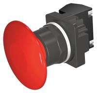 SIEMENS Mushroom Head Push Button: Non-Illuminated, Mushroom Head Profile, Non-Metallic, 30 mm, 1NO (MPN 52BM9V2K). Key specifications — Brand: SIEMENS; Action: Momentary; Series: Class 52; Terminal Connection: Pressure Plate; Push Button Material Type: Non-Metallic.