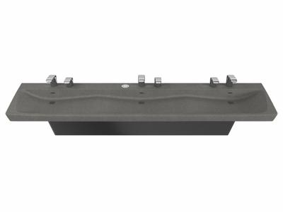 BRADLEY Bathroom Sink: Express, Graphite, Terreon, Sensor, 85 1/4 in Overall Lg - Three-Station Wall-Mounted Bathroom Sinks with Faucets
