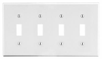 HUBBELL Wall Plate: Toggle, 4 Gang, White - General Purpose Wall Plates