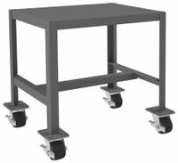 DURHAM MFG Work Table: Fixed Ht, Steel, 24 in x 18 in, 2,000 lb Overall Load Capacity (MPN MTM182424-2K195). Key specifications — Unit Type: Not Expandable or Modular; Assembly: Fully Assembled; Wheel Material: Phenolic; Frame Material Finish: Powder Coated; Mobility: Casters; Height Adjustability: Fixed Height; Caster Type: (4) Swivel Locking; Frame Construction: Welded Only.