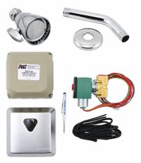 POWERS Shower Faucet: HydroGuard 447 Piezo, 2.5 gpm Fixed Showerhead Flow Rate, Brass, 0 Handles (MPN 447 10000M100). Key specifications — Showerhead Material: Brass; Series: HydroGuard 447 Piezo.