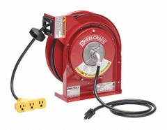 REELCRAFT Extension Cord Reel: Ratchet Lock, 45 ft Cord Lg, 12 AWG, SJEOOW, 5-15R Cord Lg, 5-15P (MPN L 4545 123 9). Key specifications — Retractable Cord Ending NEMA Configuration: 5-15R; Feeder Cord Ending NEMA Configuration: 5-15P; Brand: REELCRAFT.